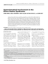 Gastrointestinal Involvement in the Ehlers-Danlos Syndromes