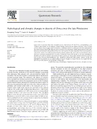 Hydrological and Climatic Changes in Deserts of China Since the Late Pleistocene