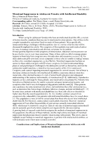 Menstrual Suppression in Adolescent Females with Intellectual Disability