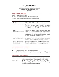 Dr. Abdul Hameed Research Officer Institute of Sustainable Halophyte Utilization University of Karachi, Karachi-75270 Pakistan