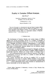 Duality in Complex Clifford Analysis