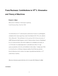 Franz Reuleaux: Contributions to 19Th C