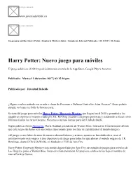 Harry Potter: Nuevo Juego Para Móviles