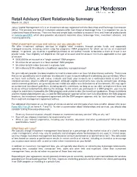 Janus Capital Management LLC | Form ADV Part 2A & 2B