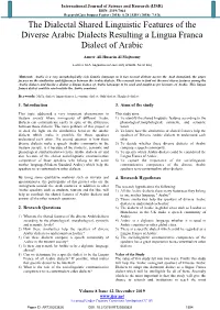 The Dialectal Shared Linguistic Features of the Diverse Arabic Dialects Resulting a Lingua Franca