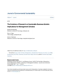 The Evolution of Research on Sustainable Business Models: Implications for Management Scholars
