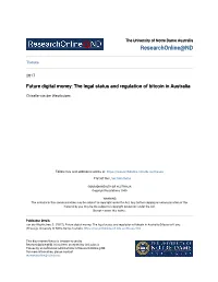 The Legal Status and Regulation of Bitcoin in Australia