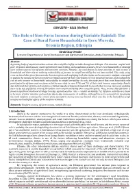 The Role of Non-Farm Income During Variable Rainfall: the Case of Rural Farm Households in Ijere Woreda, Oromia Region, Ethiopia