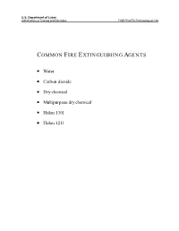 Common Fire Extinguishing Agents