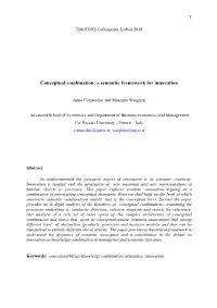 Conceptual Combination: a Semantic Framework for Innovation