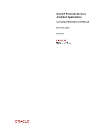 OFSAA Licensing Information User Manual Release