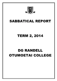 Sabbatical Leave Report Term 2, 2014