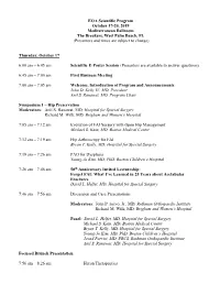 EOA Scientific Program October 17-20, 2019 Mediterranean Ballroom the Breakers, West Palm Beach, FL (Presenters and Times Are Subject to Change)