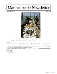 Marine Turtle Newsletter Issue Number 137 April 2013