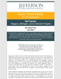 Old Friends?: Niagara, Michigan, and a Random Frigate