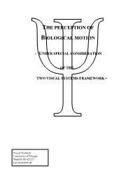 The Perception of Biological Motion………………………… 11