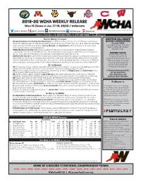 2019-20 WCHA WEEKLY RELEASE Week 15 (Games of Jan
