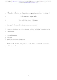 Climatic Niches in Phylogenetic Comparative Studies: a Review Of