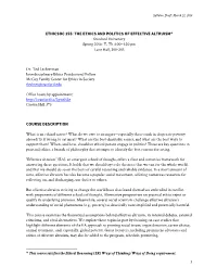Ethicsoc 155: the Ethics and Politics of Effective Altruism* Course Description