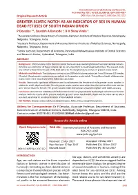 GREATER SCIATIC NOTCH AS an INDICATOR of SEX in HUMAN DEAD FETUSES of SOUTH INDIAN ORIGIN P Devadas *1, Saurabh a Bansode 2, B H Shiny Vinila 3