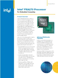 Intel® PXA270 Processor for Embedded Computing