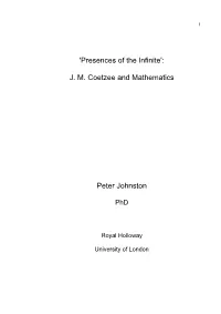 JM Coetzee and Mathematics Peter Johnston