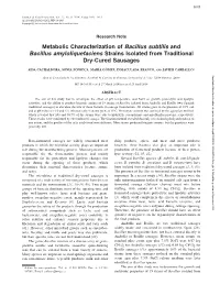 Metabolic Characterization of &lt;I&gt;Bacillus&lt;/I&gt;