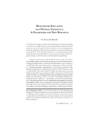 Montessori Education and Optimal Experience: a Framework for New Research