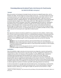 Promoting Advanced Analytical Tools in Soil Science for Food Security