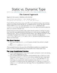 Static Vs. Dynamic Types of Objects