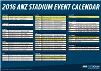 2016 Anz Stadium Event Calendar