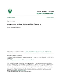 Convocation for New Students (2003 Program)