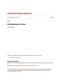 Defending Speech Crimes