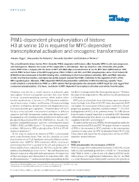 PIM1-Dependent Phosphorylation of Histone H3 at Serine 10 Is Required for MYC-Dependent Transcriptional Activation and Oncogenic Transformation