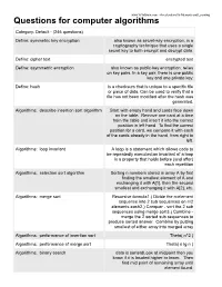 Questions for Computer Algorithms