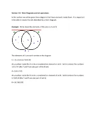 Section 1.6: Venn Diagrams and Set Operations