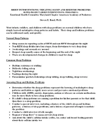 Sleep and Bedtime Problems Brief Interventions
