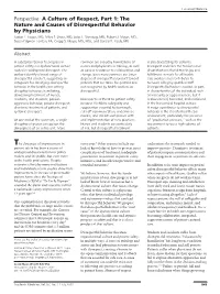 A Culture of Respect, Part 1: the Nature and Causes of Disrespectful Behavior by Physicians Lucian L