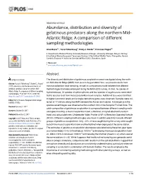 Abundance, Distribution and Diversity of Gelatinous Predators Along the Northern Mid- Atlantic Ridge: a Comparison of Different Sampling Methodologies