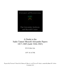 Guide, Sadie Tanner Mossell Alexander Papers