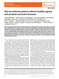 Gut Microbiome Pattern Reflects Healthy Ageing and Predicts Survival in Humans
