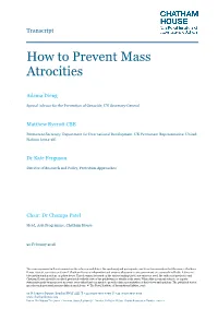 How to Prevent Mass Atrocities