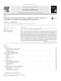 Influences on the Onset and Tempo of Puberty in Human Beings And