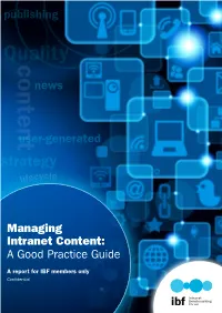 Managing Intranet Content: a Good Practice Guide