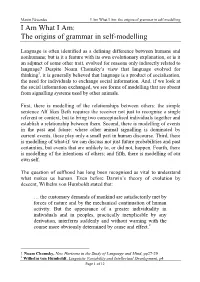 The Origins of Grammar in Self-Modelling I Am What I Am: the Origins of Grammar in Self-Modelling