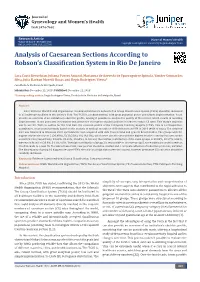 Analysis of Caesarean Sections According to Robson's Classification System in Rio De Janeiro