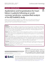 Apabetalone and Hospitalization for Heart Failure in Patients Following an Acute Coronary Syndrome: a Prespecifed Analysis of the Betonmace Study Stephen J