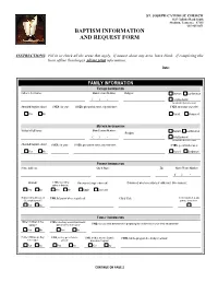Baptism Request Form
