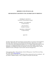 DRINKING YOUR OWN KOOL-AID: SELF-DECEPTION, DECEPTION CUES and PERSUASION in MEETINGS JEREMIAH W. BENTLEY University of Massach
