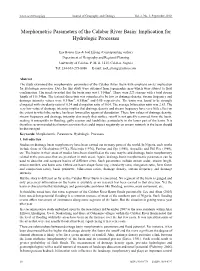 Morphometric Parameters of the Calabar River Basin: Implication for Hydrologic Processes